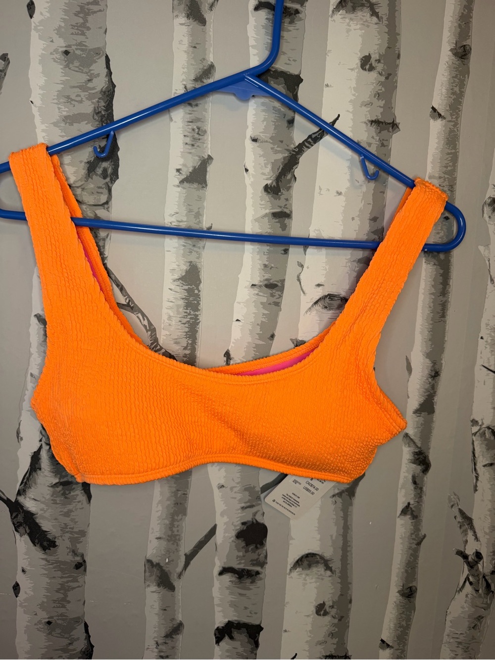 NWT Bright Orange Textured Hurley Bikini Top